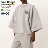 Streetwear Blank Heren Casual T-shirts Drop Shoulder Heavyweight 300gsm Katoen Grijs Oversized Boxy T-shirt