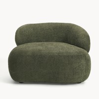 Fauteuil d'appoint surdimensionné en bouclette - Fauteuil lounge en tissu Teddy vert forêt pour salon
