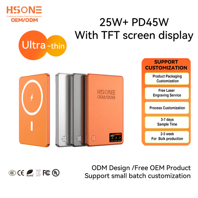 LC18 Ultra-Slim Card-Size 95g Power Bank 15W/20W Fast Charge N52 Magnet TFT Smart Screen Semi-Solid Safe Cell OEM Custom