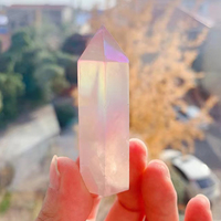 Pilier en pierre naturelle guérison Reiki, tour de cristal énergie ange Aura clair Rose Quartz pointe de cristal baguette
