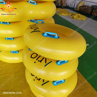 Raft gonflable flottant pour parc aquatique, robuste, haute qualité, jaune, à deux tubes, avec logo personnalisé, certifié CE, en PVC, Max