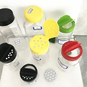 Seasoning Storage Container Custom PET Plastic Transparent Salt Shaker Condiment Bottle Spice Jar