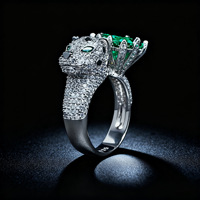 Bague unisexe Boyao en argent sterling S925 plaqué argent, motif tête de léopard pavé de moissanite GRA, style européen et américain, pour homme et femme