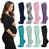 Chaussettes de compression de grossesse en gros, hauteur genou, motifs variés pour le soutien en cas d'enflure, d'œdème et de varices