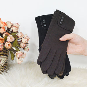Women Winter <b>Touchscreen</b> <b>Gloves</b> Button Decor Plain Winter Use Daily Outdoor Cycling Spandex Material Fashion <b>Gloves</b> for Winter - Product Image 6