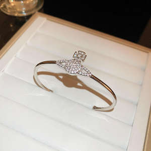 Highgrade TouchabilitySaturn <b>Planet</b> Zircon Bangle Niche Light Luxury Design Geometric Copper Alloy <b>Bracelet</b> for Women - Product Image 2