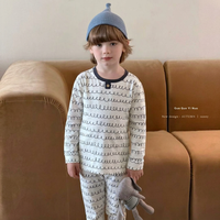 Pyjama 2 pièces côtelé ajusté pour garçons et filles, 95,5 % coton, 4,5 % élasthanne, collection automne-hiver, stock en gros OEM