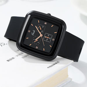 Reloj cuadrado elegante y con estilo para estudiantes, correa de silicona simple e informal, reloj de cuarzo con esfera grande. - Product Image 5
