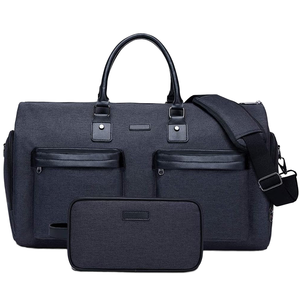 Custom Logo Luxury PU Pebble <b>Collapsible</b> <b>Storage</b> Garment Suit Carrier Travel Weekender Bag with Zippers for Men - Product Image 1