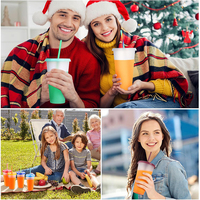 Gobelets à café glacé robustes de 24 oz, adaptés aux aliments, pour boissons froides, gobelets en plastique transparent avec couvercles et pailles, gobelets à smoothie en plastique réutilisables