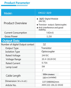 Module d'extension de sortie numérique PLC EM222 222-1BL22-0XA0 24V DC 32O Module d'interface <span class=keywords><strong>IO</strong></span> - Product Image 3