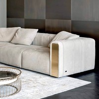 Ensemble de meubles de hall d'hôtel 5 étoiles de luxe, canapé en cuir véritable moderne avec fauteuils trônes et tables basses pour salon et appartement