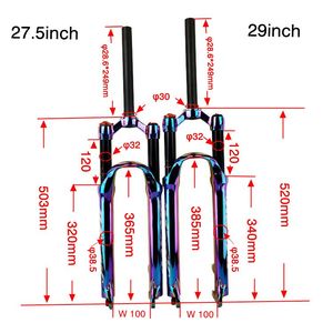 Pasak 32 100Mm Nhôm MTB Xe Đạp Ngã Ba Hệ Thống Treo 27.5/29er Inch Không Khí 7 Màu Mạ HL Xe Đạp Leo Núi 120Mm Du Lịch Hợp Kim Vương Miện - Product Image 5