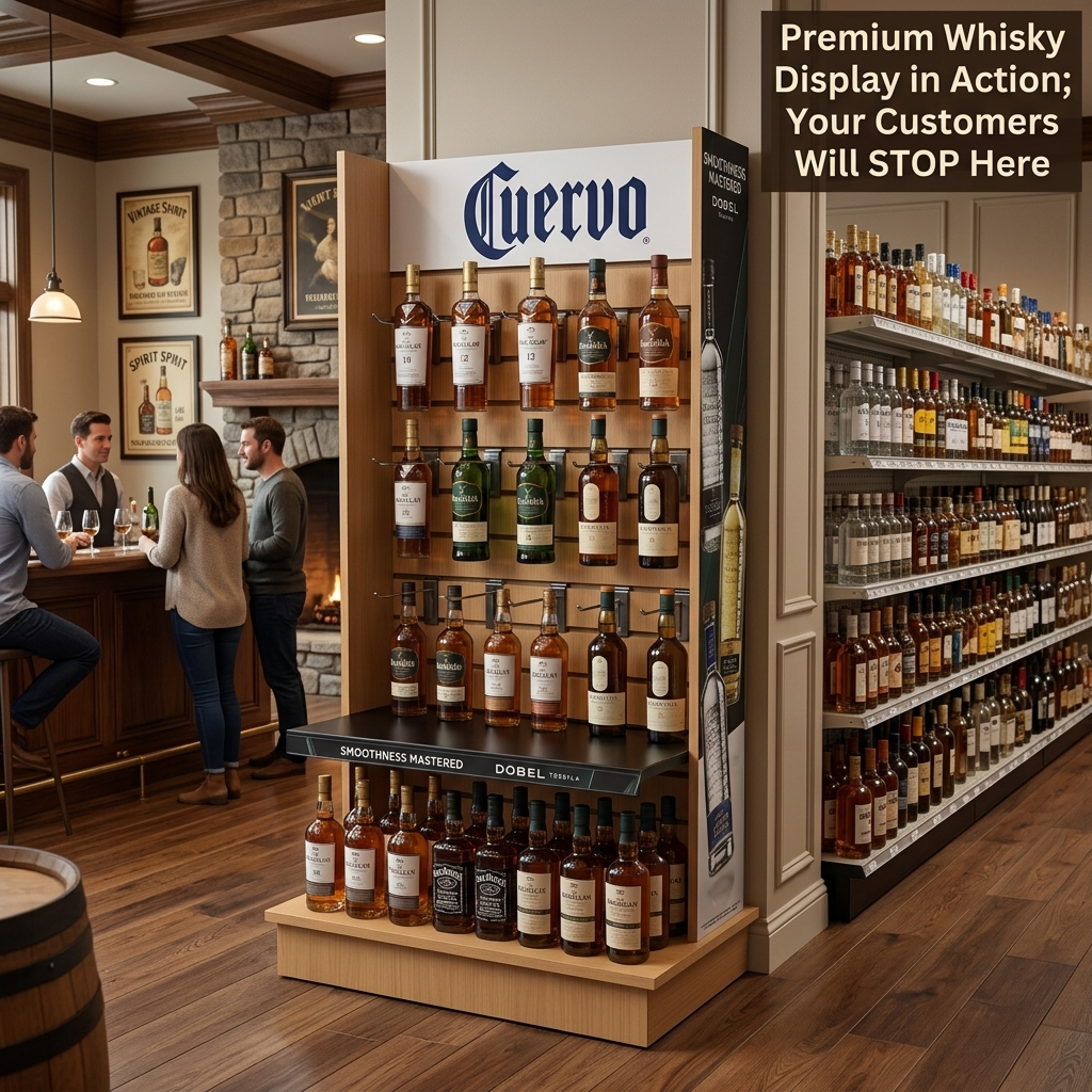 Wholesale Custom Premium Wooden Spirits Display Stand Whiskey Gin Bottle Rack for Craft Distillery Tasting Room Boutique Store — view 2