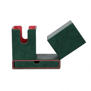 Boîte de rangement multifonctionnelle en cuir PU pour jeux de cartes avec tiroir à accessoires, étui de rangement résistant à l'eau pour cartes à collectionner et dés - Product Image 4