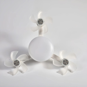 <b>Ceiling</b> Mounted Led Fan <b>Light</b> With <b>Remote</b> <b>Control</b> Dc Motor Plastic Body Flush Mount 3 Head Design - Product Image 2