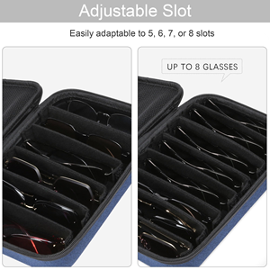 Boîte de rangement portable pour lunettes de vue et de soleil, multi-compartiments réglables et résistante aux chocs, sac de voyage pour lunettes - Product Image 2