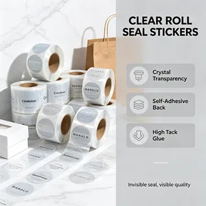 Custom Size Round Roll Stickers Self-Adhesive Transparent <b>Label</b> for Gift Box Sealing Strong <b>Stickiness</b> Digital Printing - Product Image 6