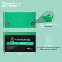Batterie Lifepo4 HWE personnalisée à cycle de vie long, rechargeable, 12,8 V, 20 Ah, 50 Ah, 100 Ah, 5 kWh, empilable, IP65, tout-en-un, hors réseau, HW-4F100