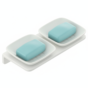 Double porte-savon mural carré compact, résistant à l'eau et antibactérien, pour salle de bain et voyage - Product Image 1