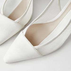 Sandalias de tacón de aguja blancas de malla con tiras para mujer, novedad de verano - Product Image 4