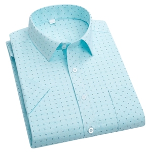 <span class=keywords><strong>Chemise</strong></span> ajustée à manches courtes pour <span class=keywords><strong>homme</strong></span>, motif 3D, en soie/coton écologique tricotée, anti-plis, style décontracté chic, idéale pour l'été - Product Image 1