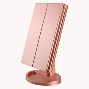 Портативное складное дорожное косметическое зеркало со светодиодной подсветкой, косметическое зеркало для туалетного столика