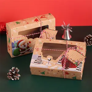 Top Seller Christmas Fortune Cookie Packaging Paper Boxes Bio-degradable Large Box Dessert Biscuit Package With Window