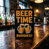 Plaque en fer décorative murale amusante avec verres à bière sonnants, thème 'Heure de la bière' et 'Amis', cadeau fantaisie pour hommes et garçons, pour soirées de boisson