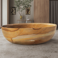 Baignoire ovale ronde sur pied sur mesure et baignoire autoportante en grès en pierre pour salle de bains moderne