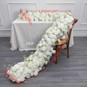 بيع بالجملة عدائين زهور اصطناعية عالية الجودة عداء ممر زهور بيضاء ديكور صف زفاف عيد الحب الاصطناعي - Product Image 2