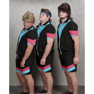 FOXA Men's 80s Retro 2 Piece <b>Set</b> Color Block Jacket Shorts Quick Dry Party Outfit - Product Image 5