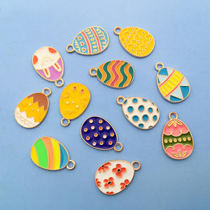 Vente en gros d'oeufs de Pâques pendentifs accessoires de bijoux à bricoler soi-même breloque créative en alliage pour bricolage - Product Image 4