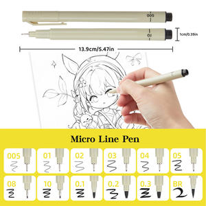 12 stylo de <span class=keywords><strong>dessin</strong></span> de conception de <span class=keywords><strong>dessin</strong></span> animé <span class=keywords><strong>dessin</strong></span>é à la main épais et mince à une extrémité stylo de <span class=keywords><strong>contour</strong></span> à encre permanente noire à séchage rapide - Product Image 3