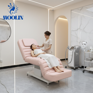 Moolin Aesthetics - Lit de beauté électrique à 3 moteurs réglables pour <span class=keywords><strong>cils</strong></span> et visage, avec commande au pied et LED, idéal pour spa et salon - Product Image 1