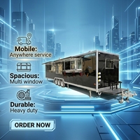 WEBETTER Food Truck Carré Mobile Vintage pour Crème Glacée, Poulet Rôti, Grand Burger, Remorque de Restauration, Équipement de Cuisine
