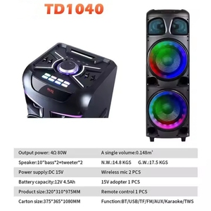 Altavoz de audio doble de 10 pulgadas Altavoz estéreo Torre Carro Altavoz de madera Kalonka Party Box TD1040 - Product Image 2