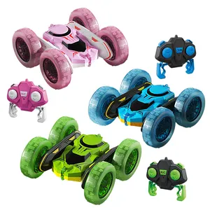 2.4G 1:24 Kids boys rc remote control radio double sided tumbling stunt car with light