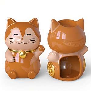 <span class=keywords><strong>Diffuseur</strong></span> d'arômes en céramique pour chat-Brûleur d'huile en céramique de conception de chat porte-bonheur peint à la main, décor de parfum de maison <span class=keywords><strong>zen</strong></span> - Product Image 1