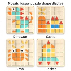 Casse-têtes graphiques Montessori Tangram, Cadeau STEM, Ensemble de blocs de construction en bois pour enfants, Puzzle géométrique manipulable de formes et de couleurs - Product Image 6