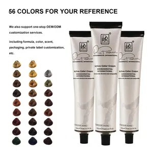 Venta al por mayor permanente profesional de la fábrica de productos de color de pelo Popular 59 colores marrón Color de pelo crema tinte de pelo para el salón