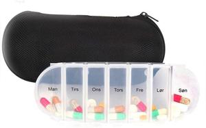 New Product Weekly Pill Organizer 7 Compartments Plastic Pill Box With <b>Glasses</b> <b>Case</b> - Product Image 3