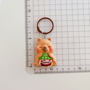 Wholesale Cute Resin Capibara Coffee Keychain Set <b>Cartoon</b> Animal Bag Charm Key <b>Ring</b> Gift Accessory - Product Image 6