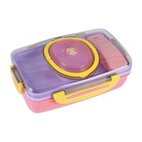 Boîte à lunch en plastique portable pour étudiants avec cuillère en forme de rectangle