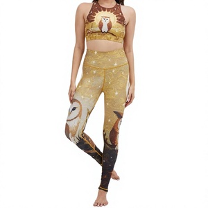 Ensemble de yoga et d'entraînement 2 pièces personnalisé à imprimé animal pour femme, taille mi-haute, sans couture, en Spandex/Polyester, tenue de sport - Product Image 1
