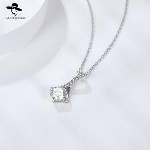 Chic diseño Simple 925 cadena colgante de <span class=keywords><strong>plata</strong></span> esterlina joyería fina barata con 1ct Moissanite Hal - Product Image 5
