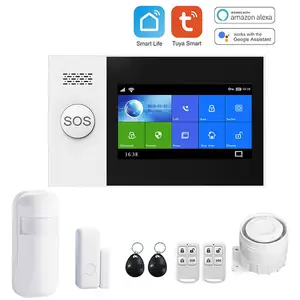 4 gam GSM wifi an ninh Hệ thống báo động cho home tuya cuộc sống thông minh app điều khiển báo động chống trộm Kit làm việc với Alexa với PIR cảm biến