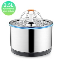 Fontaine à eau intelligente pour animaux de compagnie en acier inoxydable 304, 25L, motif floral, distributeur d'eau pour chiens et chats, filtration multi-étapes, filtre en coton