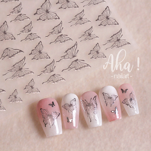 Aha Nail stickers colorful gold silver black white butterfly 2d Nail Sticker Decoration - Product Image 5