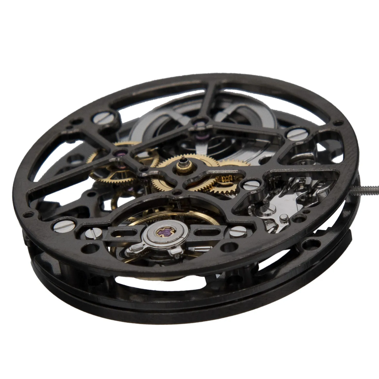Luxury Skeleton Mechanical Movement Automatic 21 Jewels Black Custom Rotor OEM Logo Watch Movement